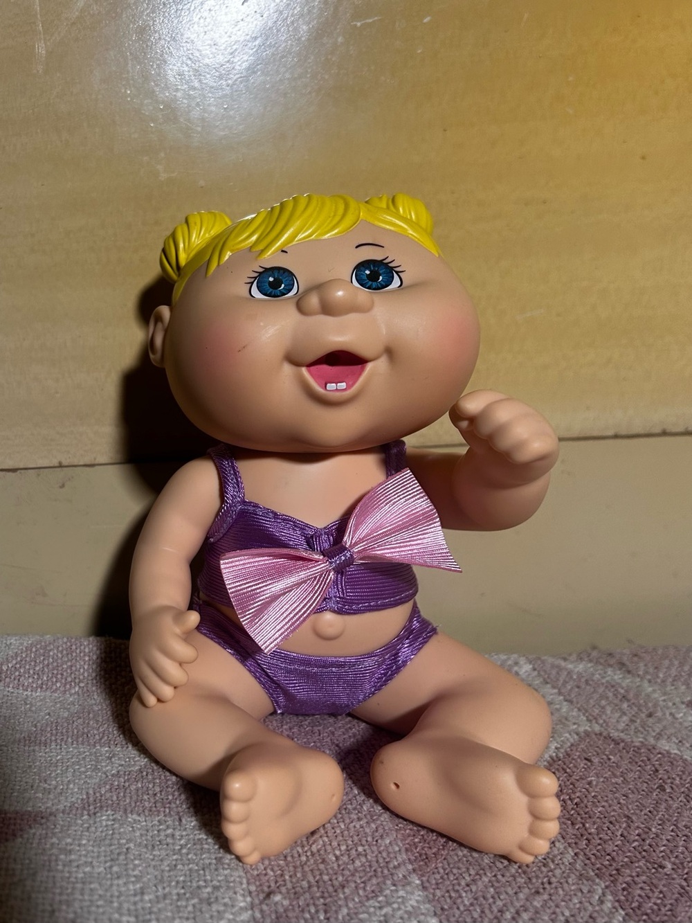 Used Cabbage Patch Kids Newborn with Blonde Sculpted Hair (Butterfly Bath Time)